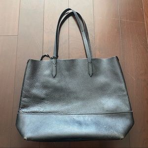 JCrew black leather tote